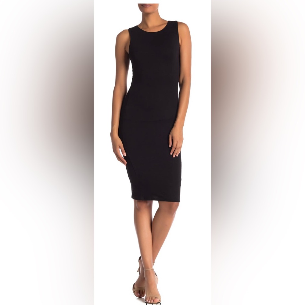 VELVET TORCH Black Racerback Bodycon Midi Dress Size Large (12-14) NWT